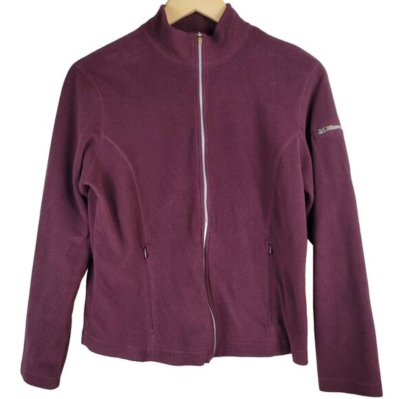 LL Bean Womens Fleece Jacket Full Zip Up Burgundy‎ Pullover Activewear Outdoor - Picture 1 of 8